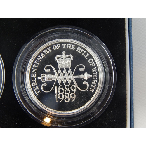 246 - 1989 £2 Silver Proof (2) Coin Bill of Rights & Claim of Rights Set in Case of Issue With COA