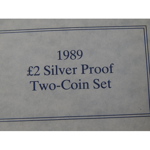 246 - 1989 £2 Silver Proof (2) Coin Bill of Rights & Claim of Rights Set in Case of Issue With COA