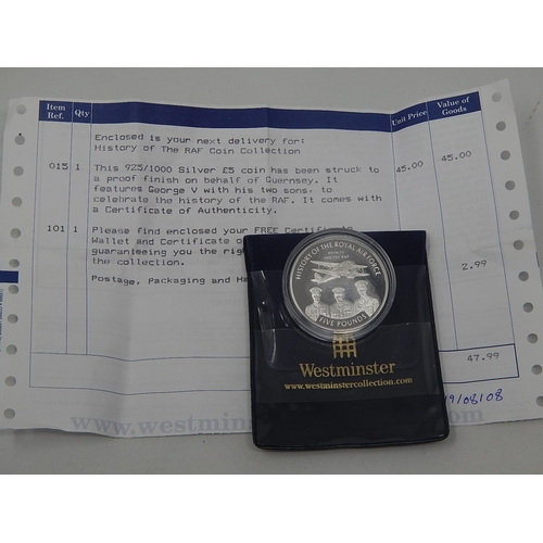 248 - £5 Silver Proof History of The RAF Coin in Wallet With COA & Original Invoice for £47.99 in 2008