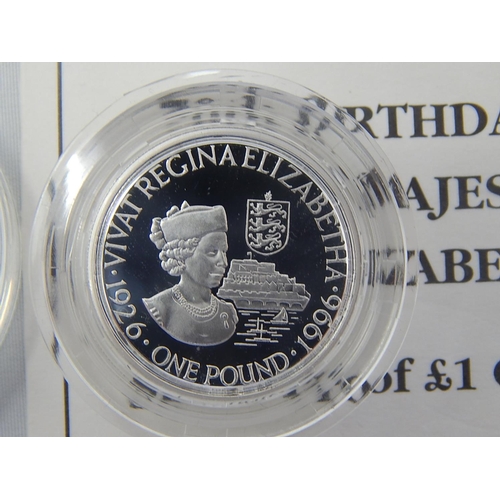 249 - Two Silver Proof £1 Coins With COA's Together with a Silver Proof £2 Coin. All Encapsulated.