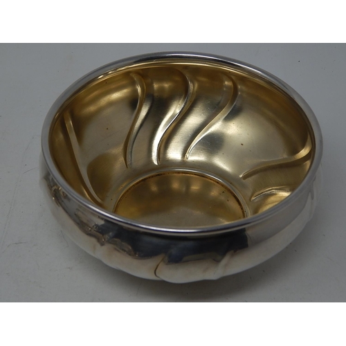 310 - 20th Century Design Modernist Danish Silver Gilt Interior Bowl with Swirled Bulbous Designed Body: M... 