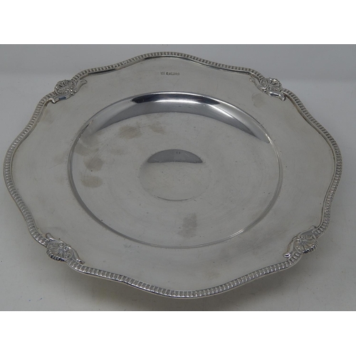 315 - Early C20th Silver Comport/Tazza with cast & applied gadrooned rim with shell motif on stepped conic... 