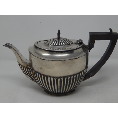 316 - Edwardian Silver Teapot: Hallmarked Birmingham 1906 by Charles Horner: Gross weight 398g