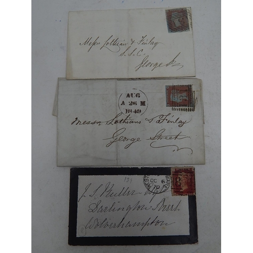 231 - Group of 3 x Victorian Penny Reds on covers postmarked May 18 1849;  August 26 1849; October 6 1870 ... 