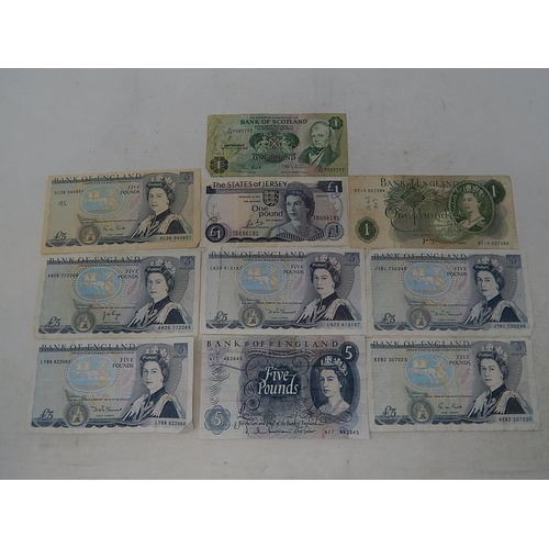 237 - Banknotes: £5 (7) £1 (3)