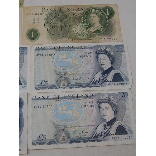 237 - Banknotes: £5 (7) £1 (3)