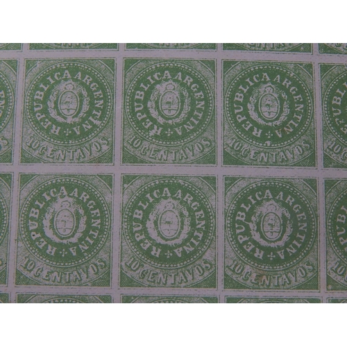 242 - Argentina sheet of 20 x 10 Centavos coupled with 10 x 5 Centavos (first with foxing to margins)