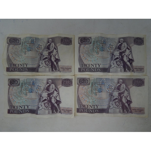 208 - 4 X Bank of England £20 Banknotes