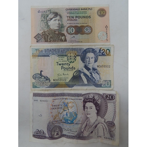 209 - Bank of England £20 Note: Bank of Jersey £20 Note: Clydesdale £10 Note