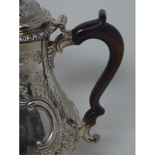 323 - C18th Silver Coffee Pot Hallmarked London 1769 by Charles Wright: Height 28cm: Weight 28.81oz (896g)