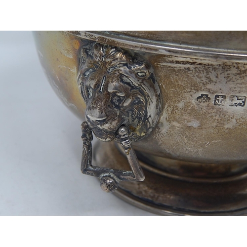 338 - Large Monteith Silver Bowl With Twin Lion Mask Ring Handles: Hallmarked Birmingham 1906 by William H... 