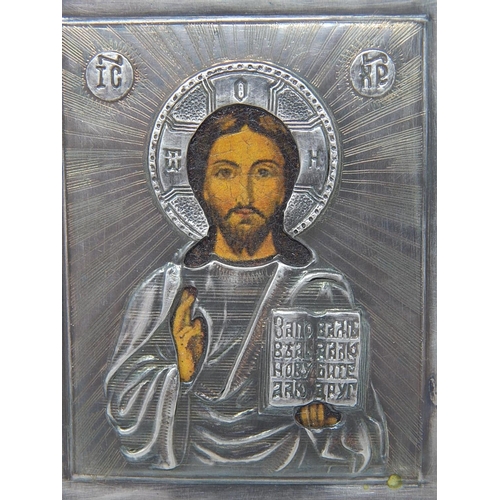 339 - C19th Russian Silver Icon 1890: 84 Standard: Measures 8.6cm x 7cm