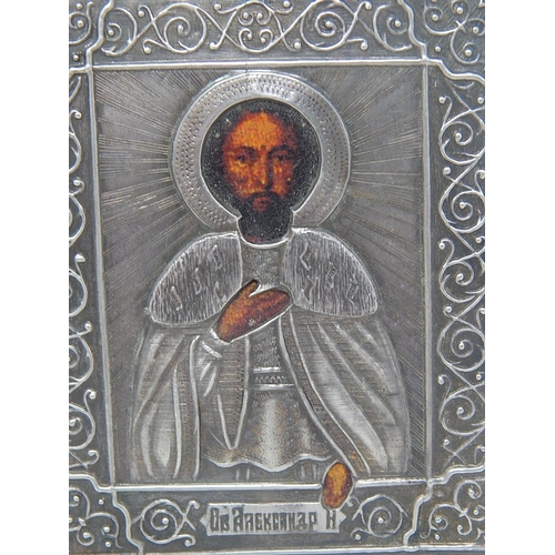 340 - C19th Russian Silver Icon 1890: 84 Standard: Measures 8.6cm x 7cm