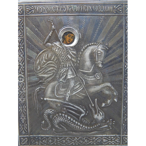 342 - C19th Russian Silver Icon 1890: 84 Standard: Measures 8.6cm x 7cm