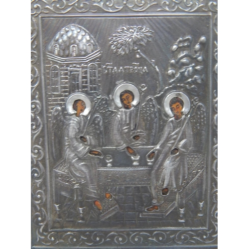 343 - C19th Russian Silver Icon 1890: 84 Standard: Measures 8.6cm x 7cm