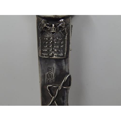 349 - Large c19th Russian Silver Torah Pointer 1873 with Bird Finial: Measures 34cm