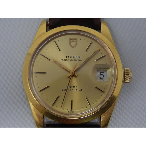 357 - ROLEX Tudor Prince Oyster Date Automatic Gentleman's Wristwatch, Gold Coloured Dial with Sweep Secon... 