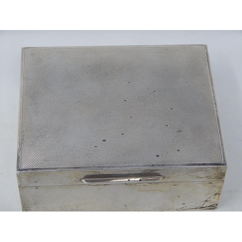 362 - Silver Cigarette Box with Engine Turned Decoration & Cedar Lined Interior: Hallmarked London 1959 by... 