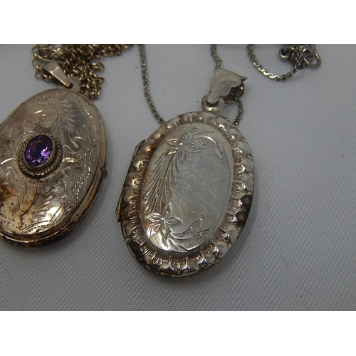 372 - Three Large Silver Lockets on Chains.