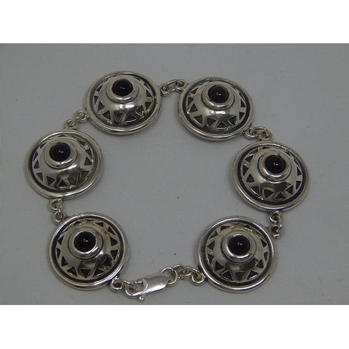 373 - Silver Bracelet with Black Enamel Decoration: Weight 30.3g