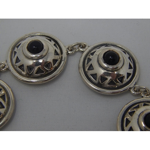 373 - Silver Bracelet with Black Enamel Decoration: Weight 30.3g