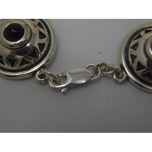 373 - Silver Bracelet with Black Enamel Decoration: Weight 30.3g