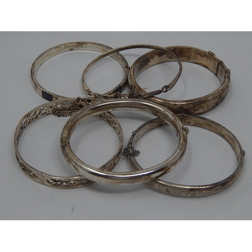 374 - 6 x Silver Bangles: Weight 84g