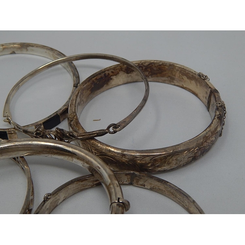 374 - 6 x Silver Bangles: Weight 84g