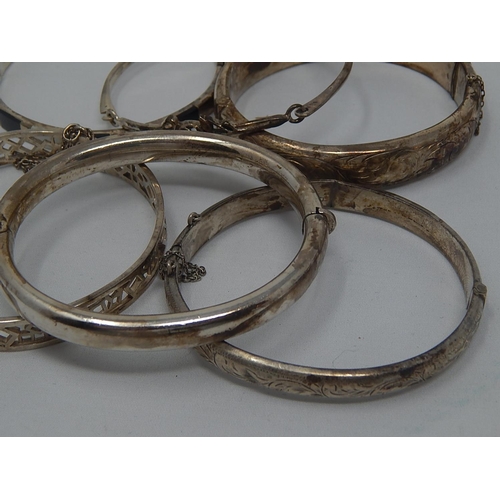 374 - 6 x Silver Bangles: Weight 84g