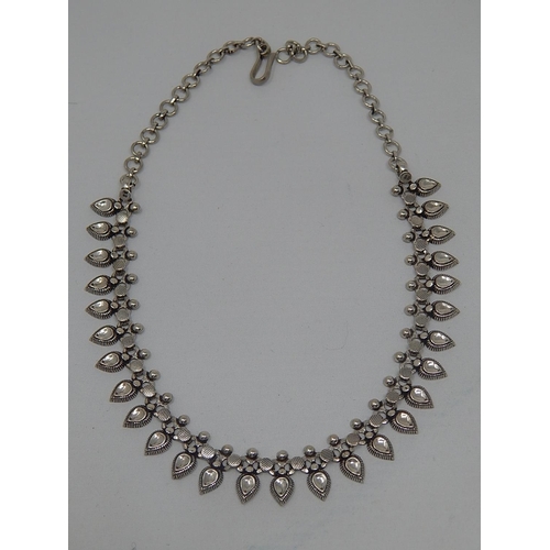 377 - Large Silver Fringe Necklace: Measures 44cm