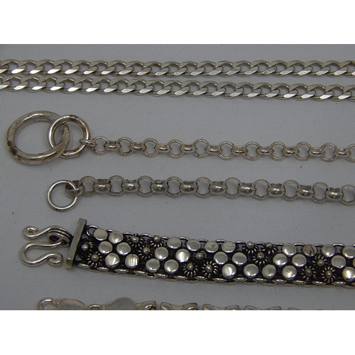 379 - 10 x Silver Bracelets & Necklaces: Weight 195g