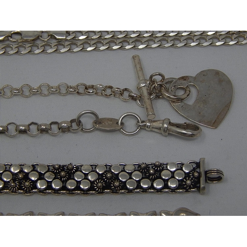 379 - 10 x Silver Bracelets & Necklaces: Weight 195g