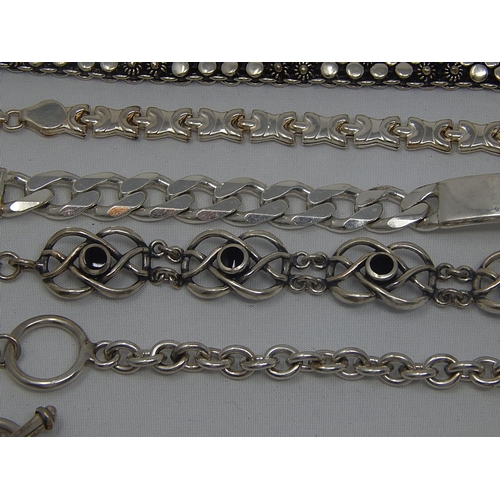 379 - 10 x Silver Bracelets & Necklaces: Weight 195g