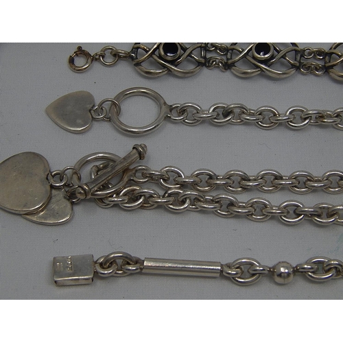 379 - 10 x Silver Bracelets & Necklaces: Weight 195g