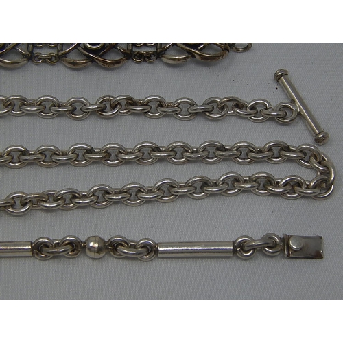 379 - 10 x Silver Bracelets & Necklaces: Weight 195g