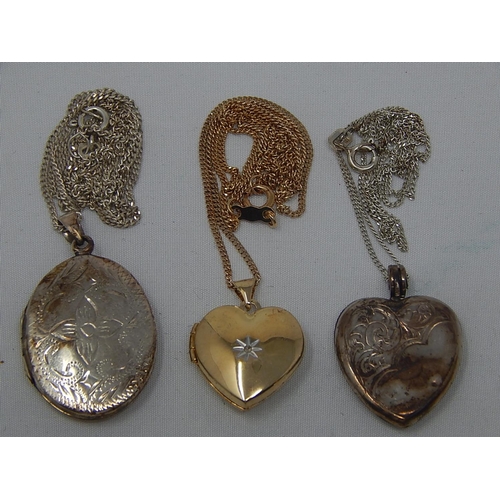 381 - 3 x Silver Lockets on Chains