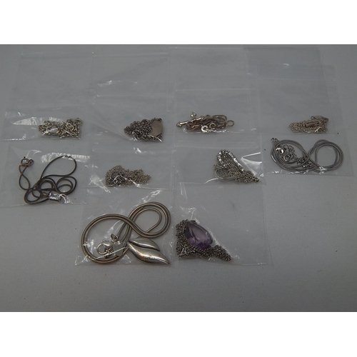 390 - 10 Silver Necklaces & Chains.