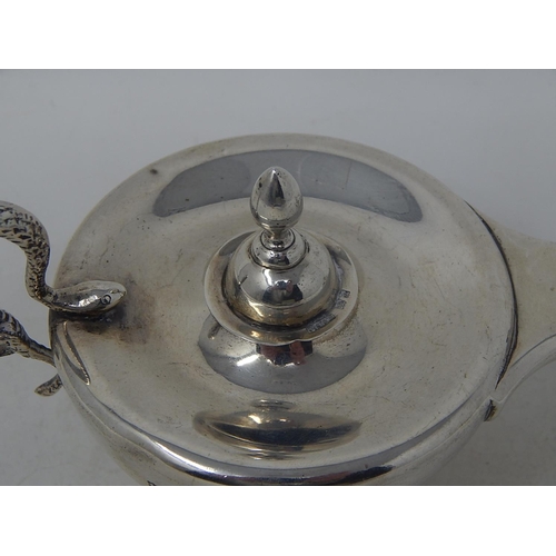 401 - Victorian Silver Oil Lamp with Cobra Snake Handle: Hallmarked Birmingham 1901 by J Sherwood & Sons.