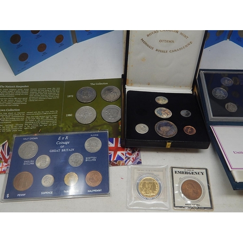 14 - Coinage of Great Britain Set in blue Sandhill case; Canada 1967 Part Proof Set in case; The British ... 