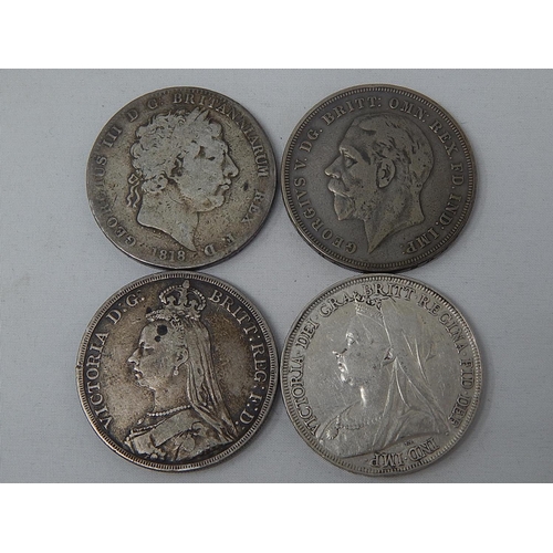 26 - Silver Crowns: 1818, 1888 narrow date, 1895 and 1935