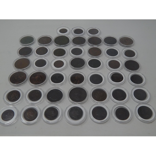 3 - A large collection of Copper and Bronze coinage consisting of:- Farthings 1721, 1734, 1739, 1744, 17... 