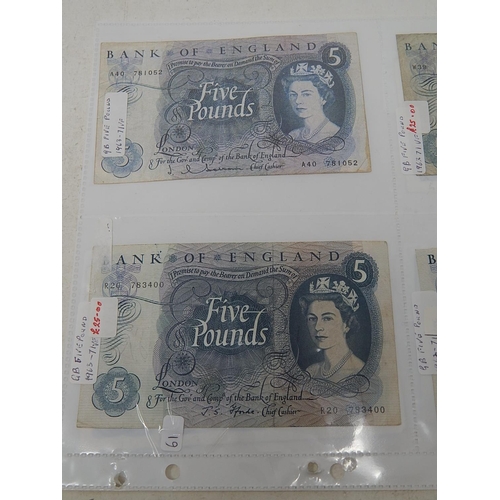 61 - Collection of eight vintage Five Pound Notes