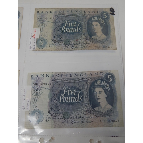 61 - Collection of eight vintage Five Pound Notes