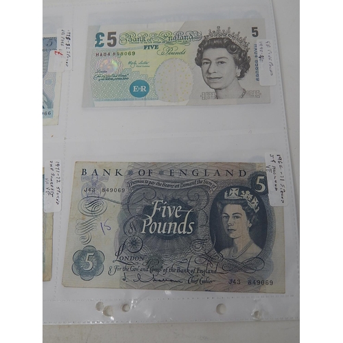 61 - Collection of eight vintage Five Pound Notes