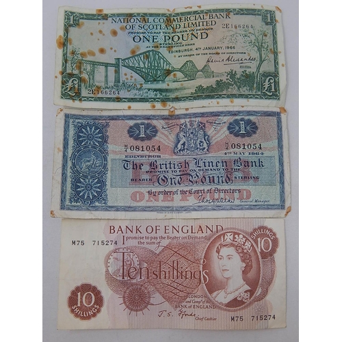 249Q - Replacement M Series Ten Shilling Note, British Linen Bank £1 Note, National Commercial Bank of Scot... 