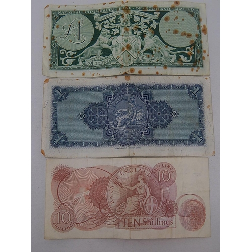 249Q - Replacement M Series Ten Shilling Note, British Linen Bank £1 Note, National Commercial Bank of Scot... 