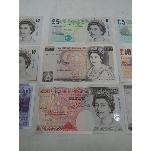 100 - Kenfield £50 note; 2 x £20 notes; 4 x £10 notes; 2 x £5 notes some Extremely Fine