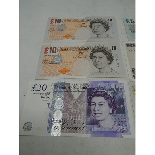 100 - Kenfield £50 note; 2 x £20 notes; 4 x £10 notes; 2 x £5 notes some Extremely Fine