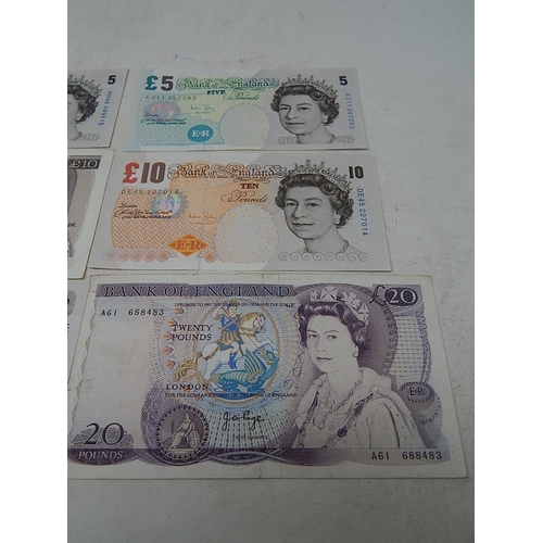 100 - Kenfield £50 note; 2 x £20 notes; 4 x £10 notes; 2 x £5 notes some Extremely Fine