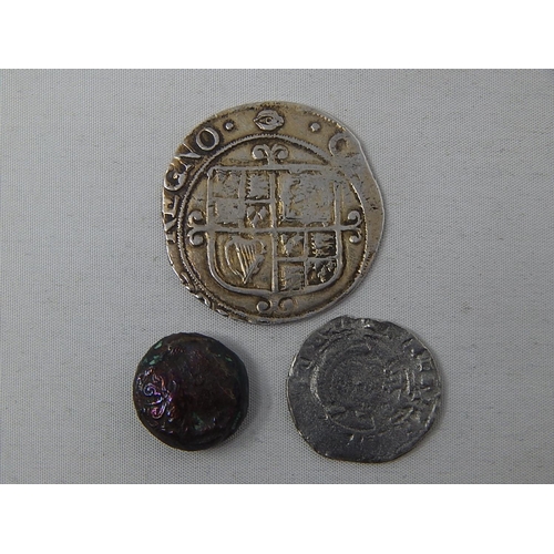 78 - Charles I Silver Shilling; 2 other misc early coins